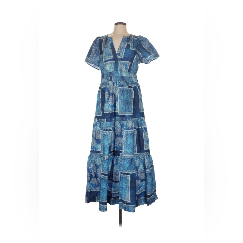 NWT Anthropologie The Somerset Bandana Patchwork Blue Maxi Dress - Picture 4 of 6